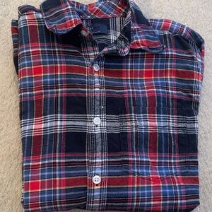 GAP Men's Casual Plaid Shirt - Red, Blue, and White